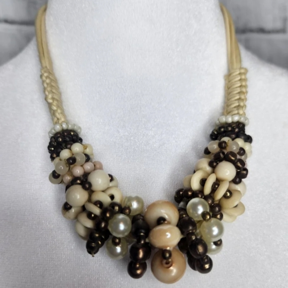 Vintage Boho Macrame Beaded Necklace